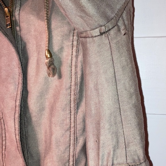 Free People Distressed Military Parka Zipper Jacket Fit Casual Army Green - Picture 3 of 9